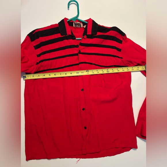 RARE Vintage Gabardine Trash & Vaudeville Red Black Men's Shirt Punk Rockabilly - Picture 9 of 14